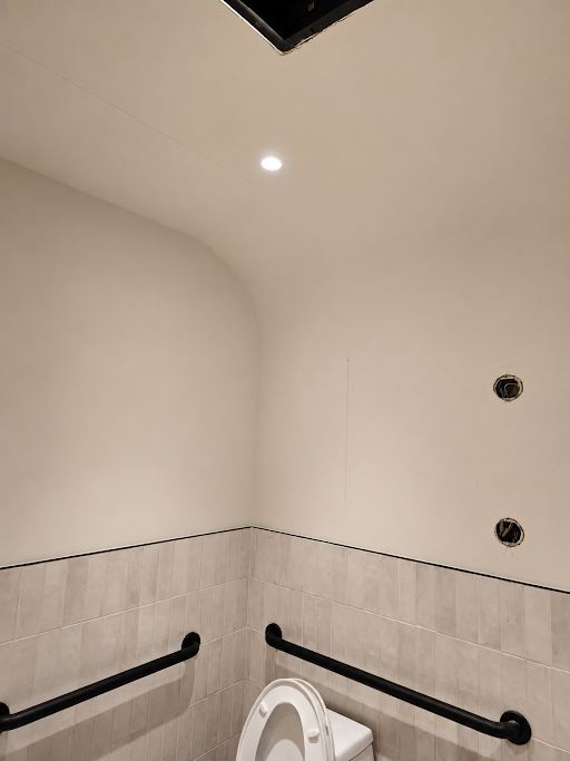 Bathroom before wallpaper mural installation