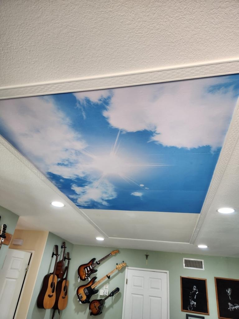 Elegant wallpaper installed in living room