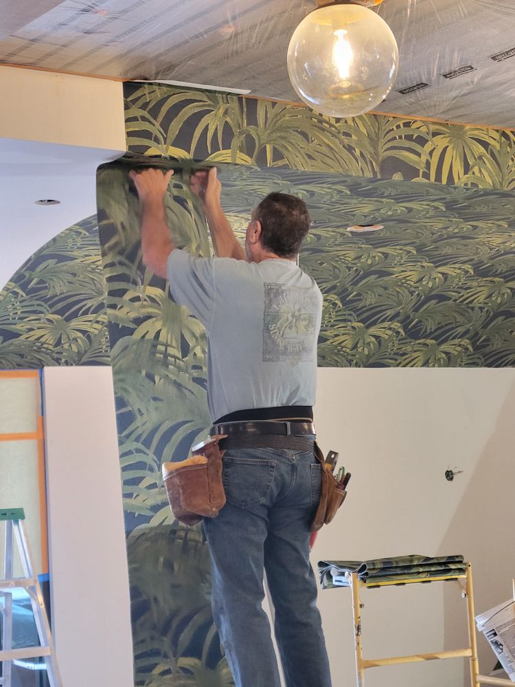 Elegant wallpaper installed in living room